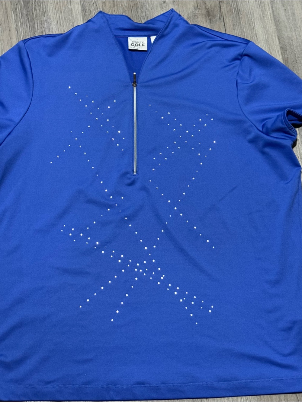 Zenergy Golf by Chicos Royal Blue Short Sleeve Top with Rhinestone Starburst